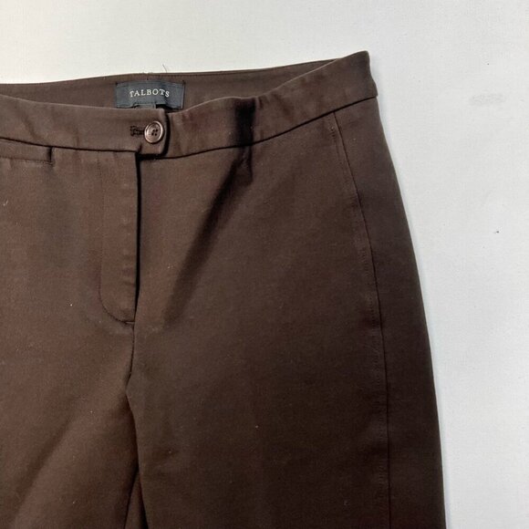 Talbots Womens Dress Career Pants Brown Mid Rise Flat Front Stretch Twill 6 - Picture 4 of 10